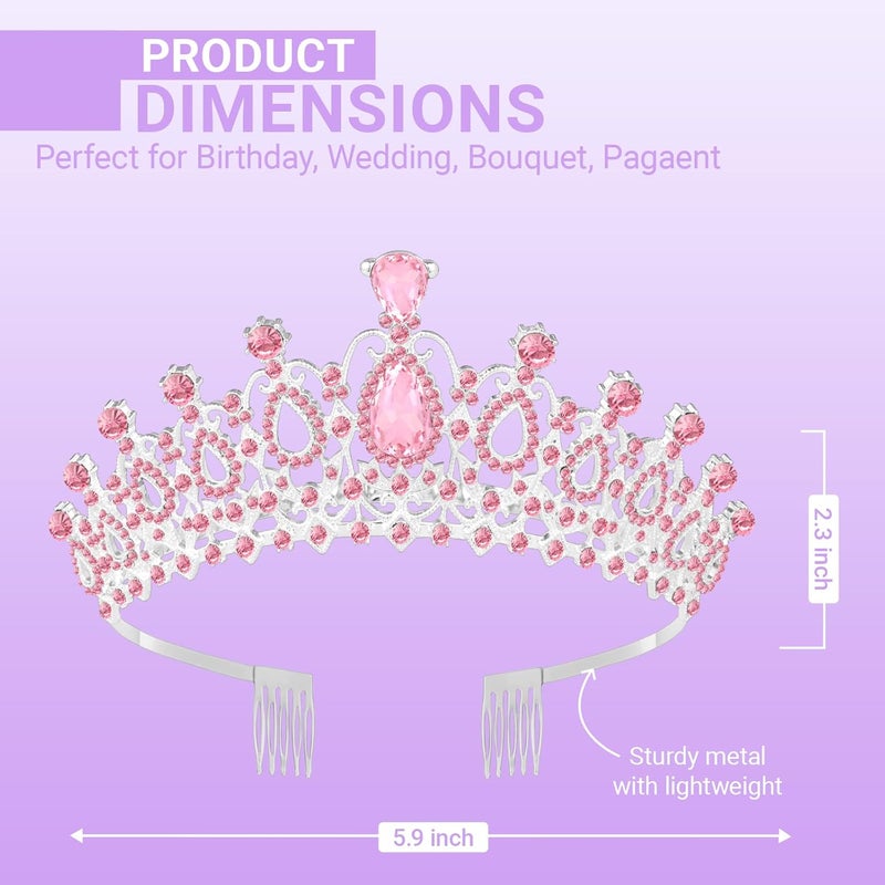 Queenship Tiara Crown for Women, Queen Tiara for Birthday Prom Bridal Party Custome Pink - Image 2